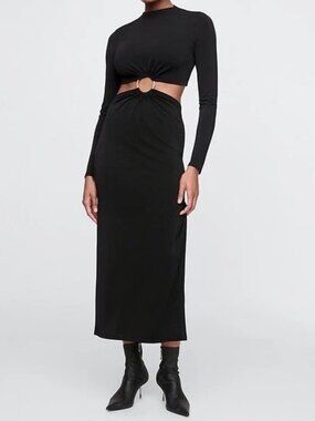 GAP x Cult Gaia Cut-Out Ring Long Sleeve Maxi Dress Size Small NWT